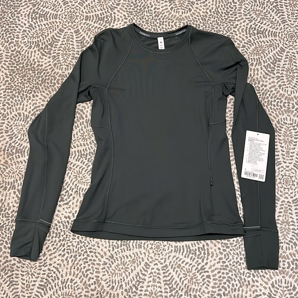Lululemon It’s Rulu Run Long Sleeve, dark green, size 8